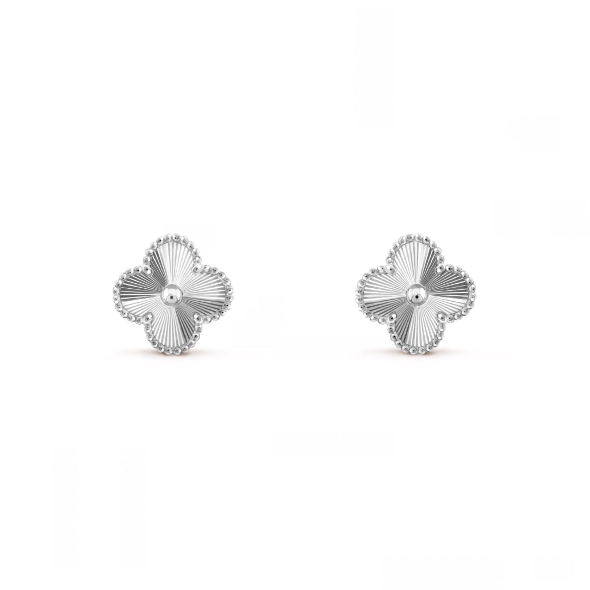 Silver Guilloché | Clover Earrings