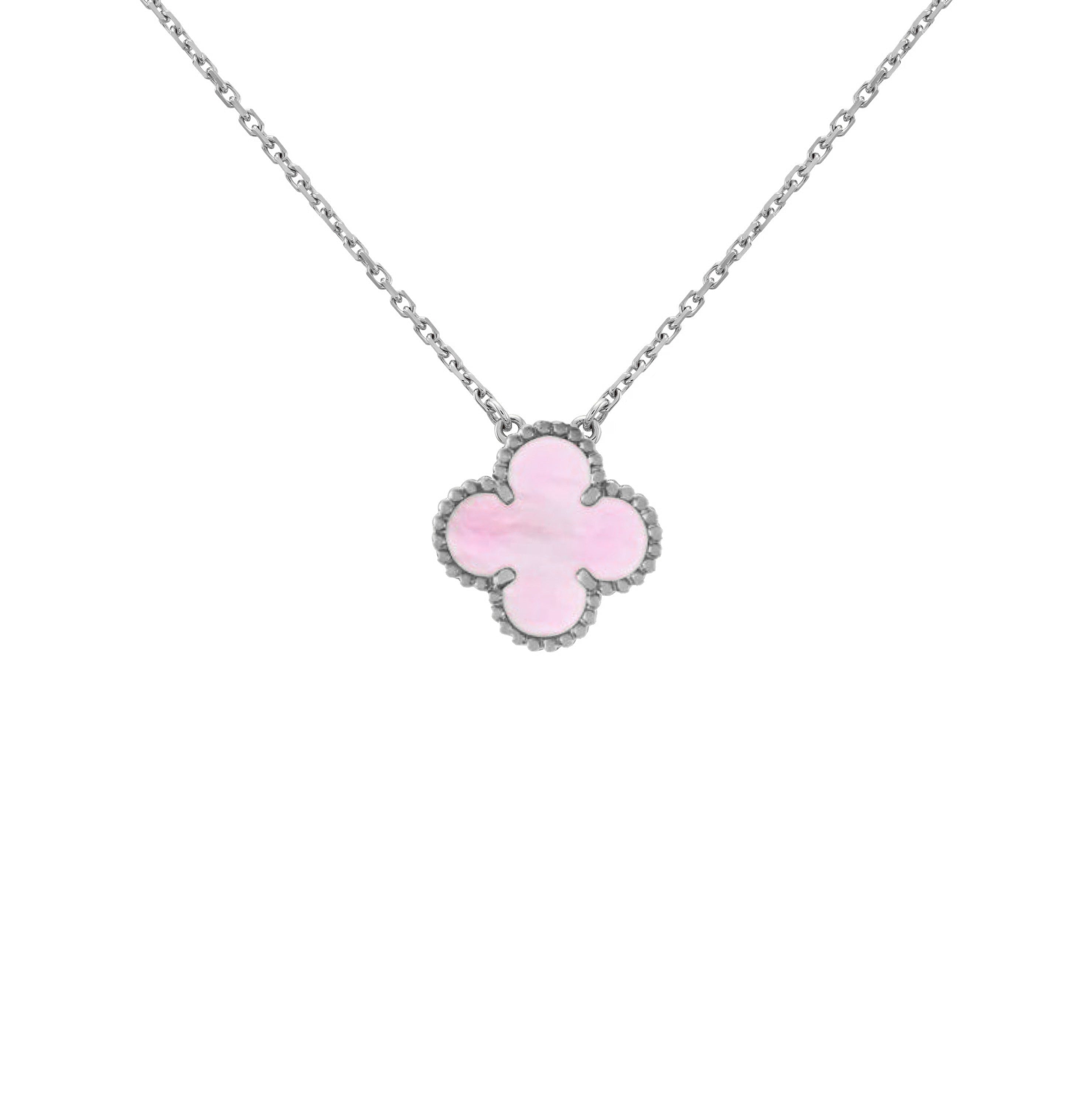 Silver Pink | Clover Necklace