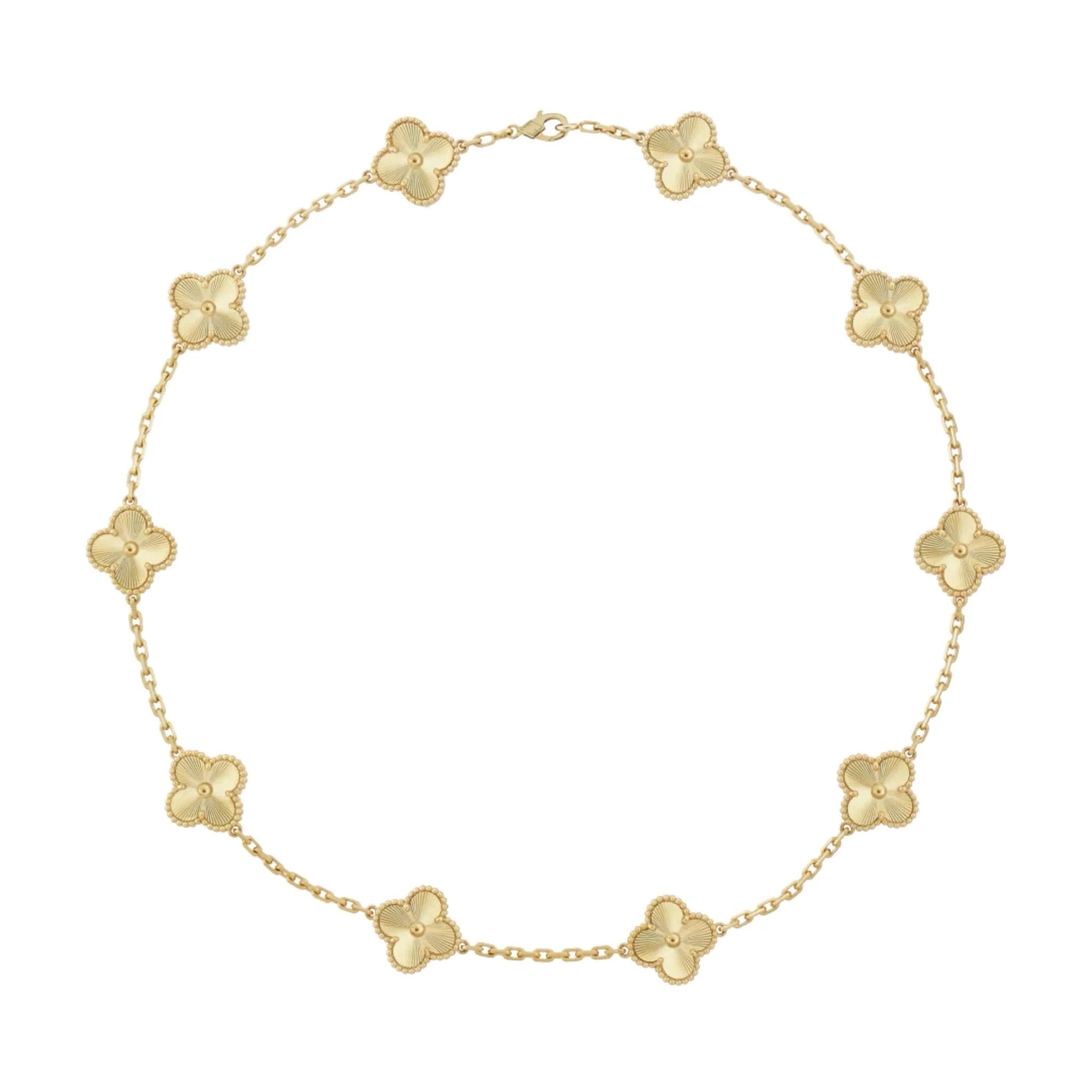 Golden Guilloché Luxe | Clover Necklace